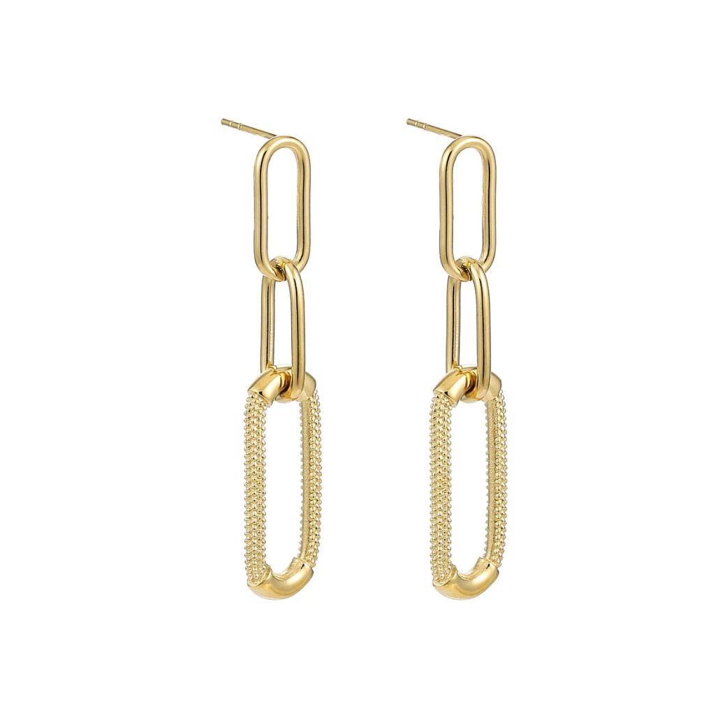 Cercei Placati cu Aur 14k Paperclip