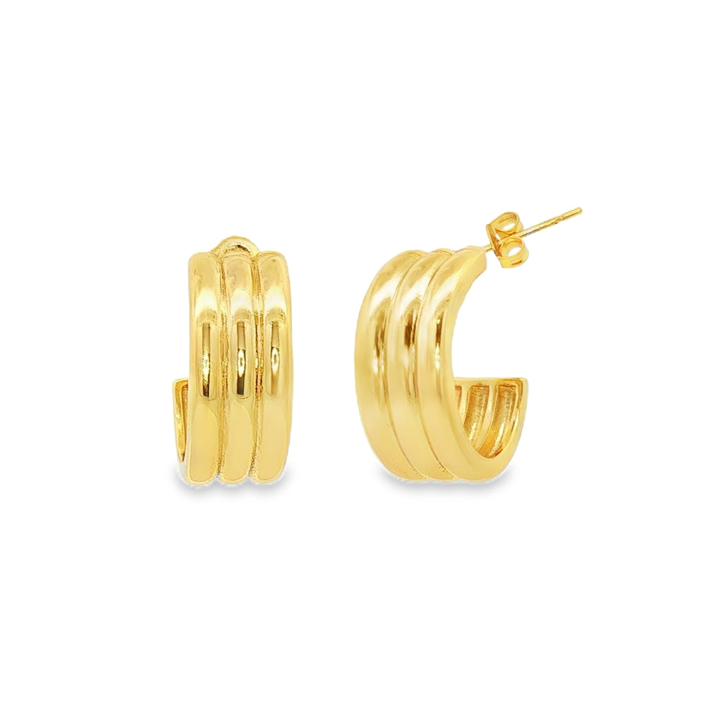 Cercei Placati cu Aur 14k Triple