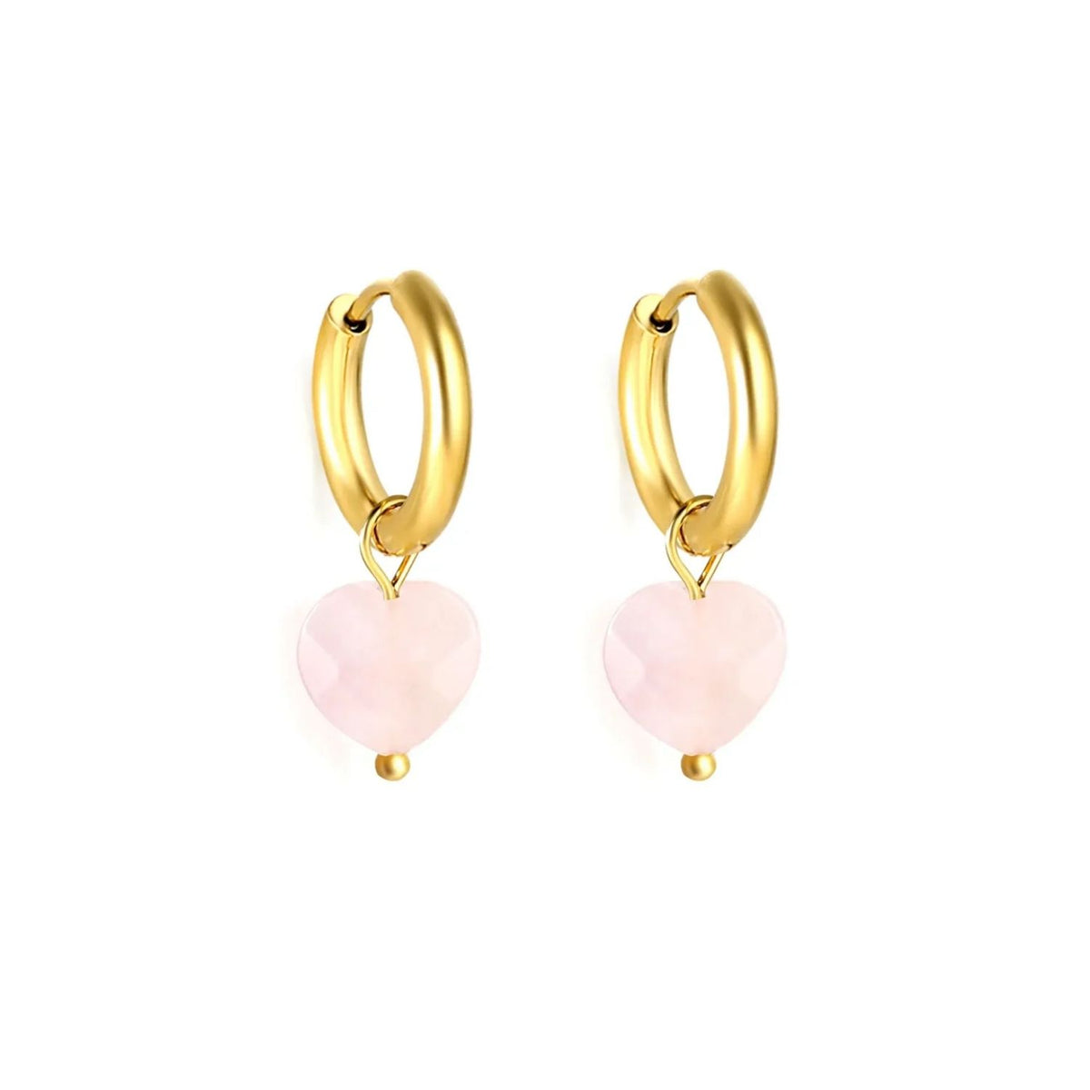 Cercei Placati cu Aur 14k Veriga Cristal Inima Roz