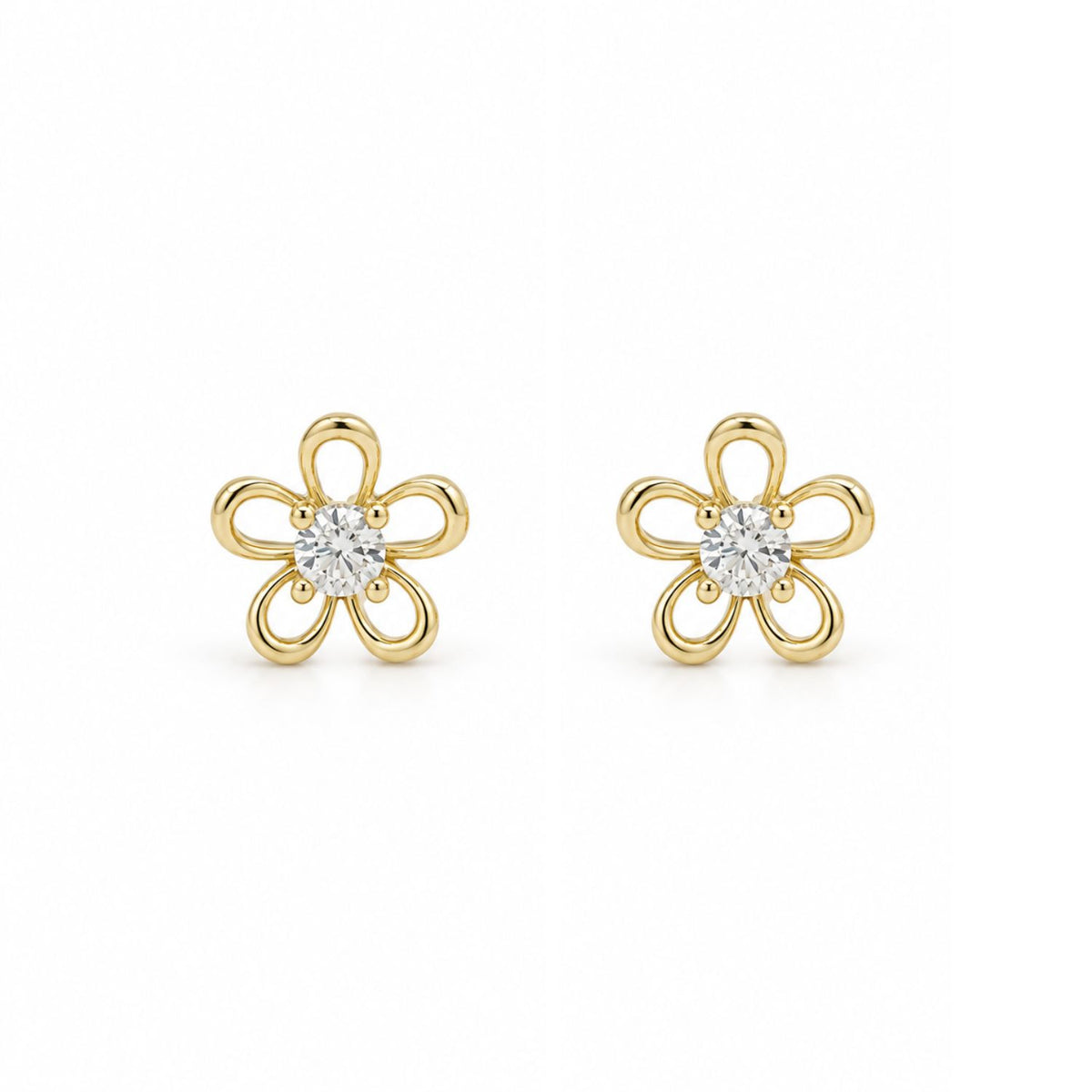 Cercei Argint Placati cu Aur 14k Floare