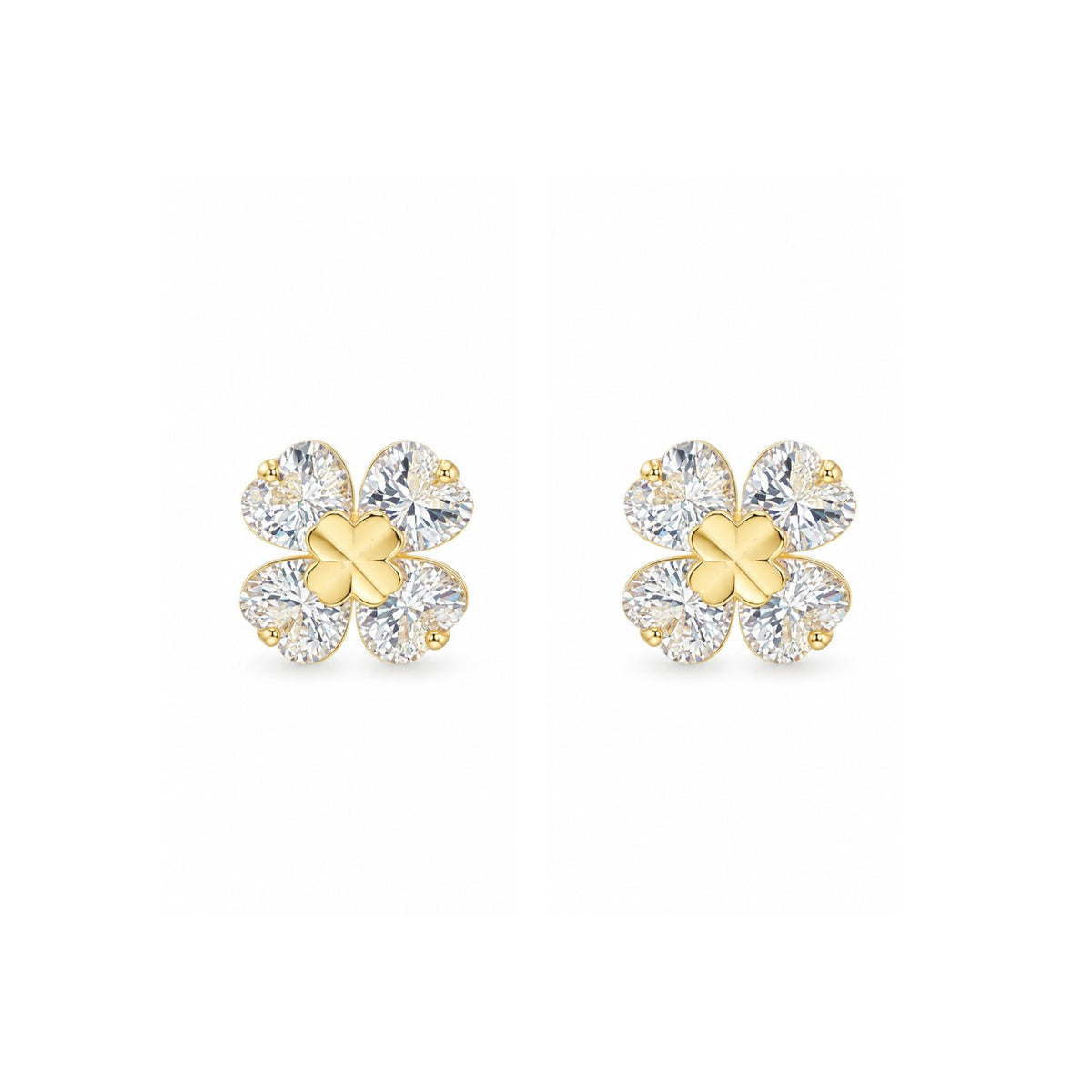 Cercei Argint Placati cu Aur 14k Trifoi