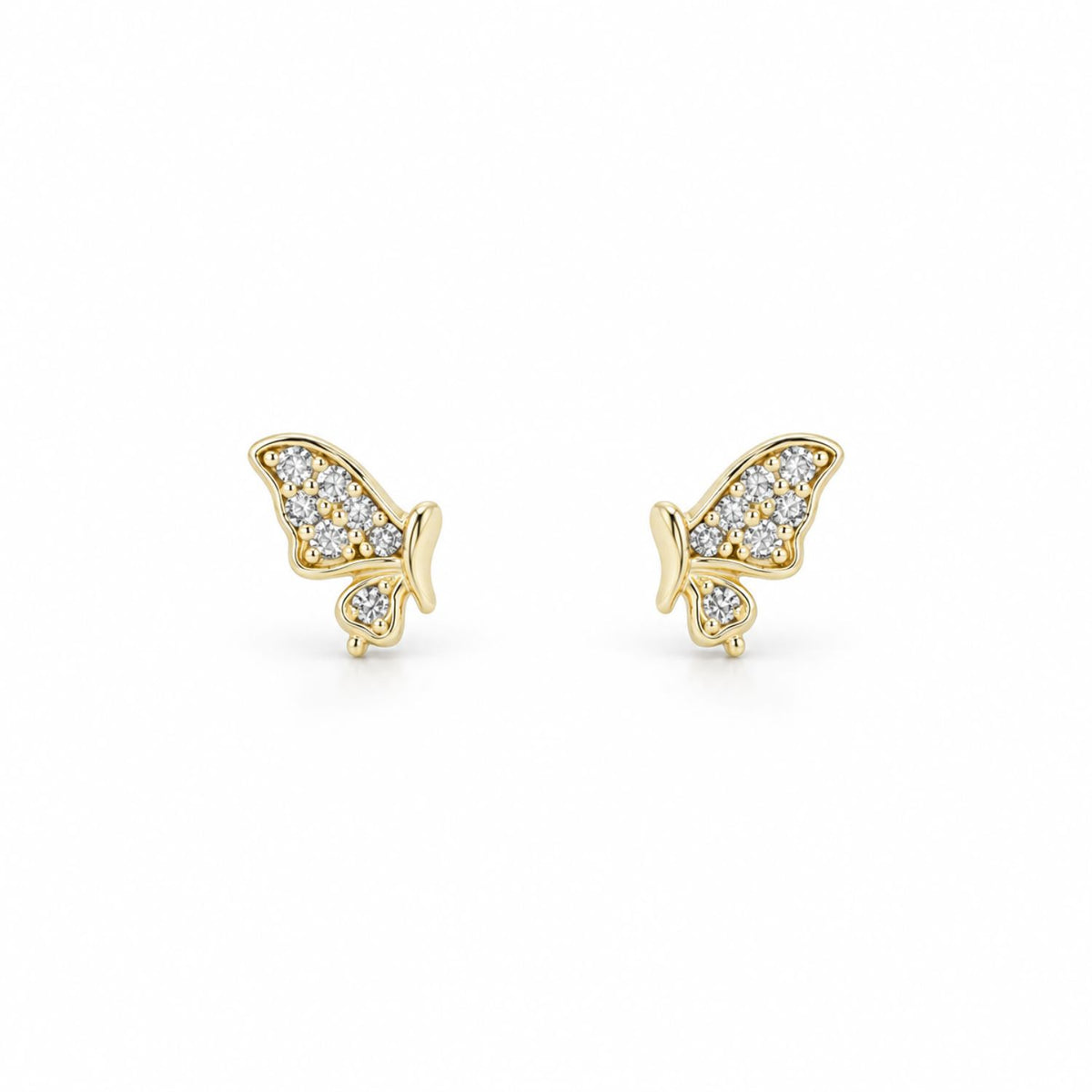 Cercei Argint Placati cu Aur 14k Mini Butterfly