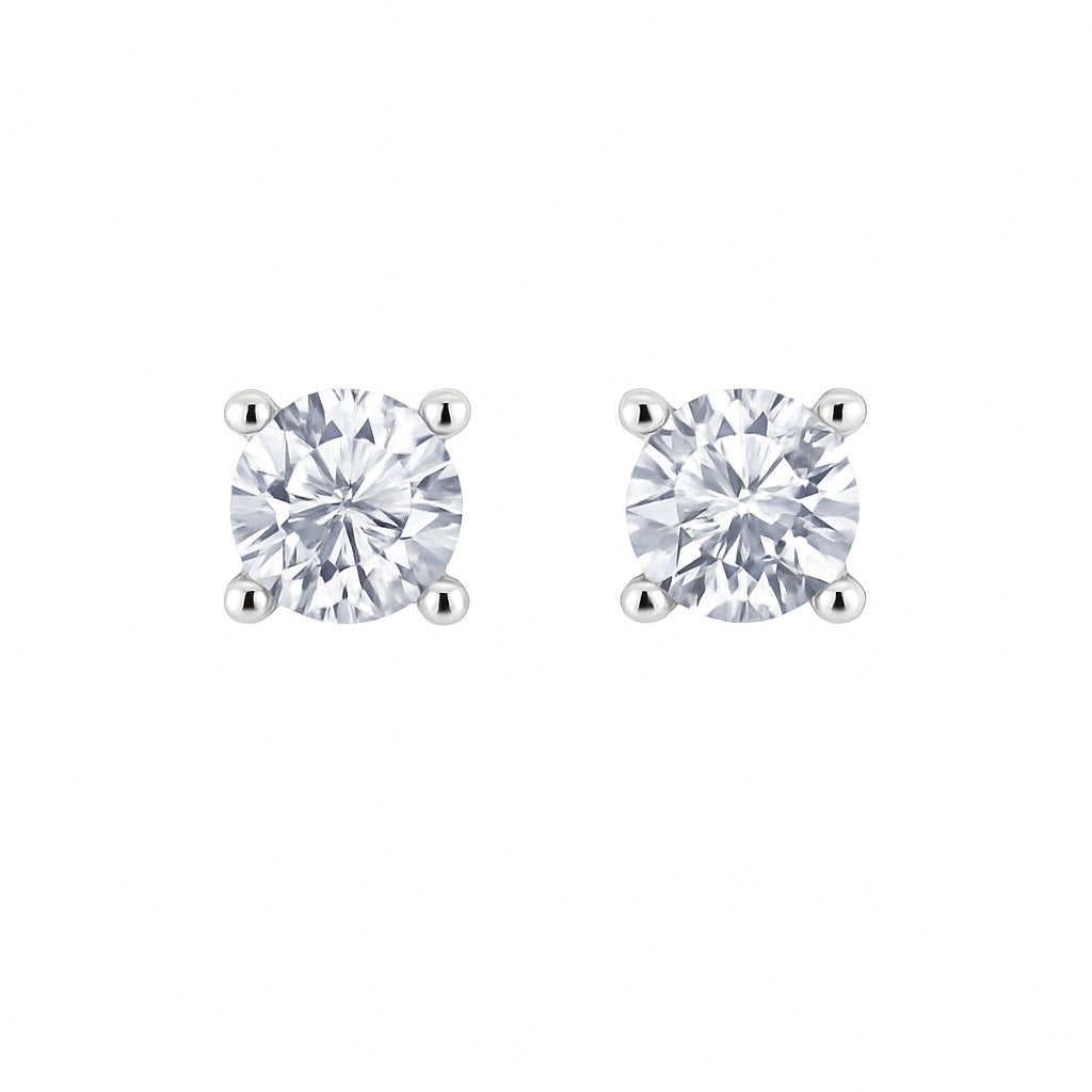 Cercei Aur 14k Alb cu Diamant Natural 0.060ct