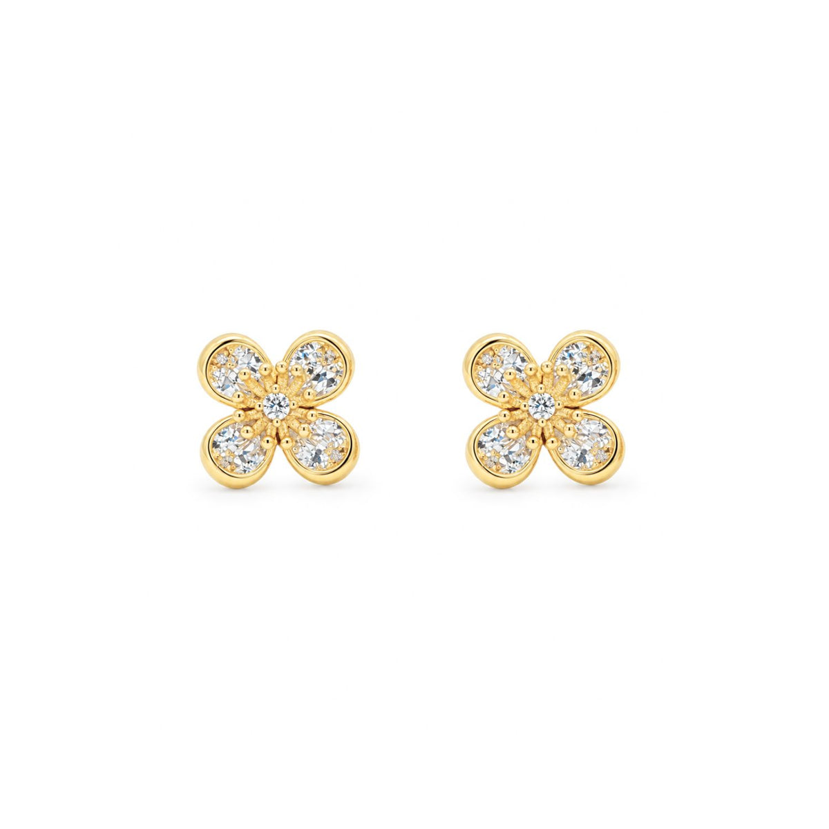 Cercei Argint Placati cu Aur 14k Clover