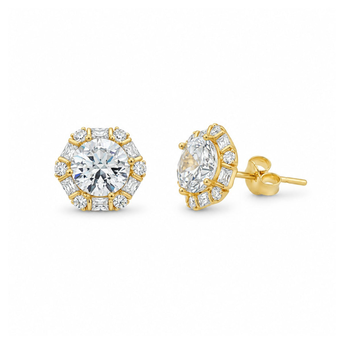 Cercei Argint Placati cu Aur 14k Halo