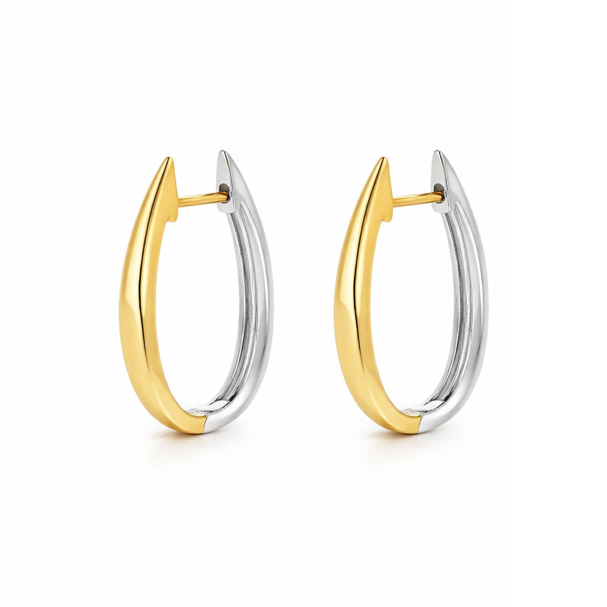 Cercei Argint Placati cu Aur 14k Ovali Duo