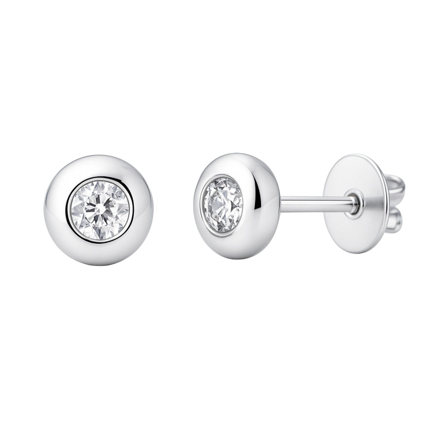 Cercei Aur 14k Alb cu Diamant 0.050ct