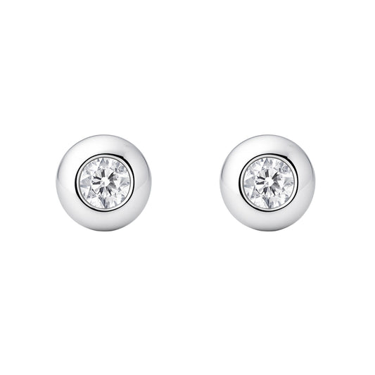 Cercei Aur 14k Alb cu Diamant 0.050ct