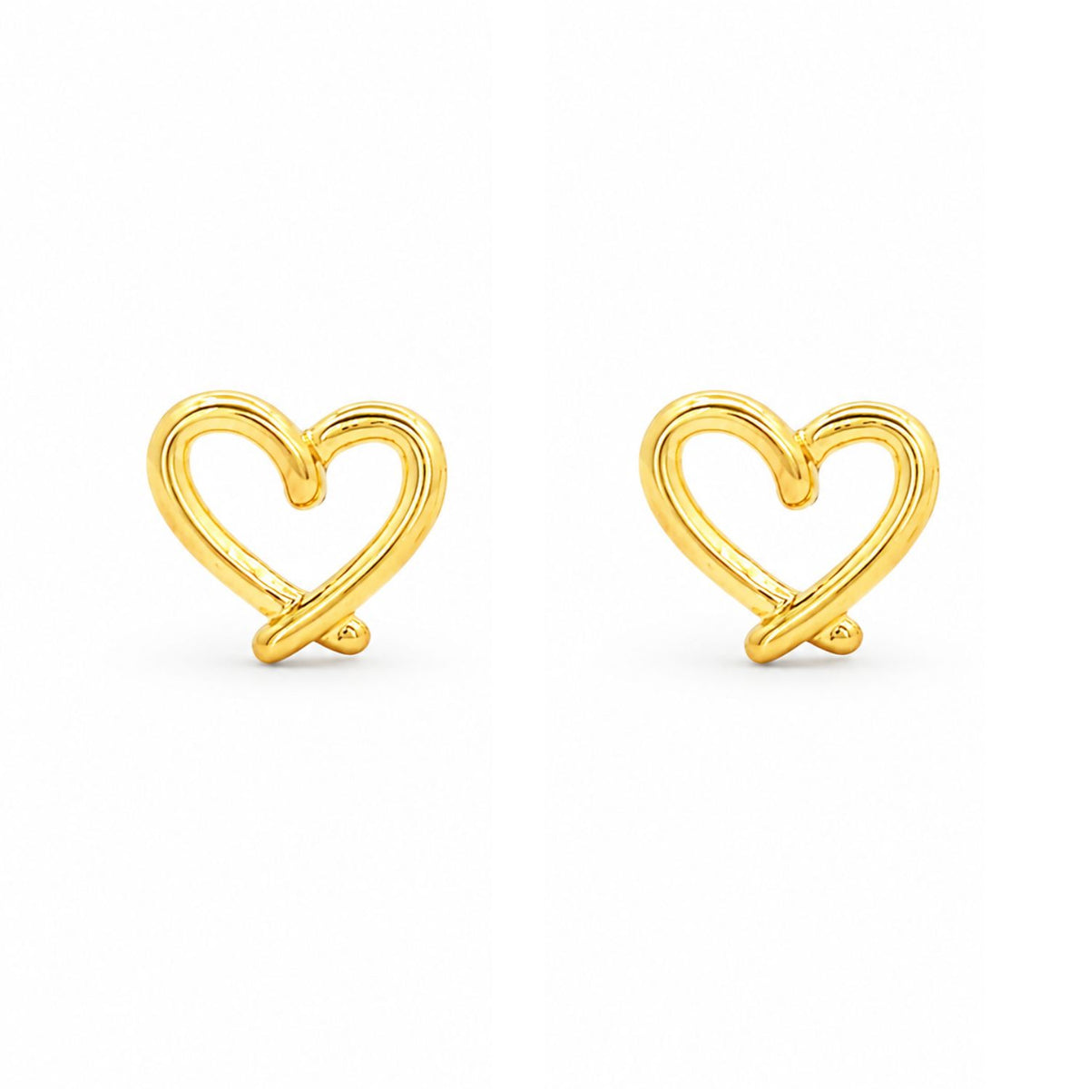 Cercei Placati cu Aur 14k Contur Inima