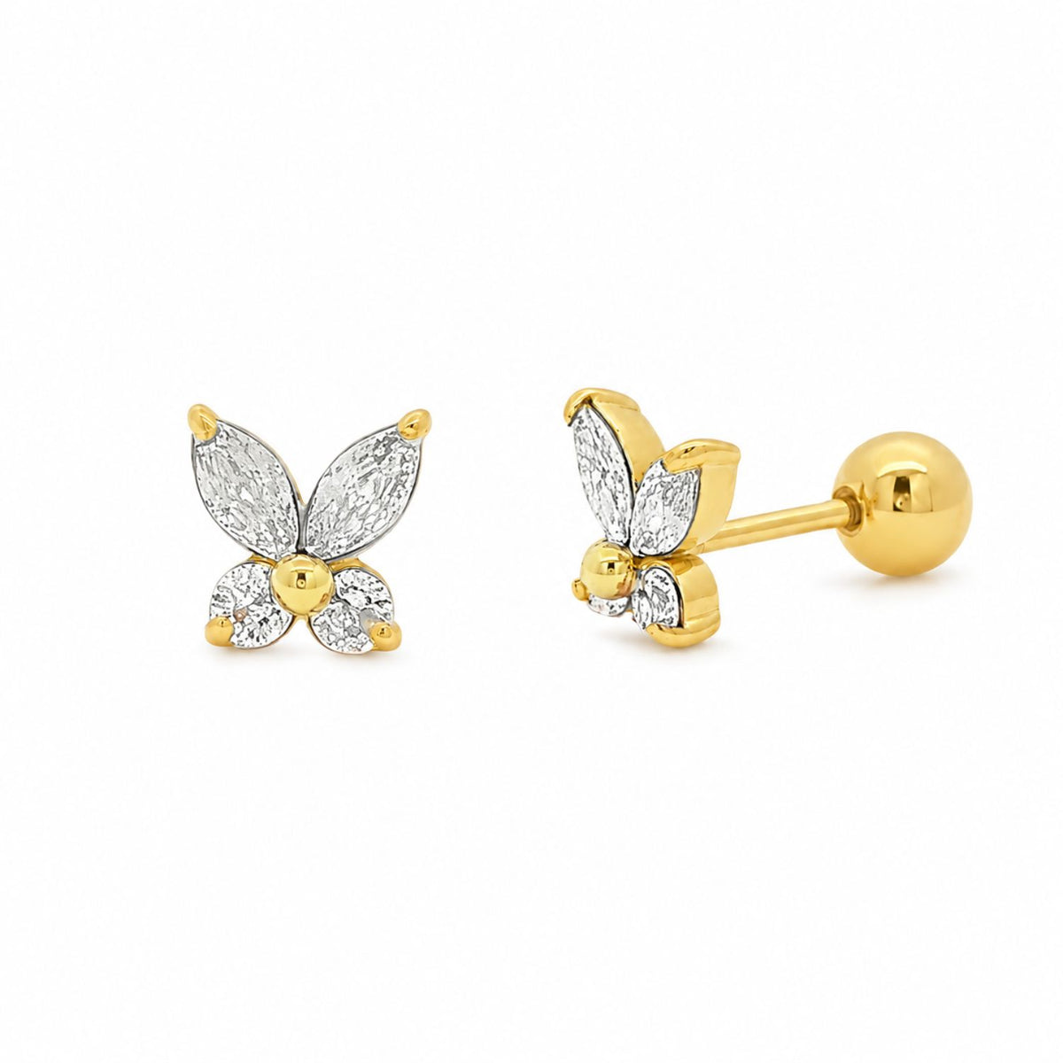 Cercei Placati cu Aur 14k Fluture cu Filet