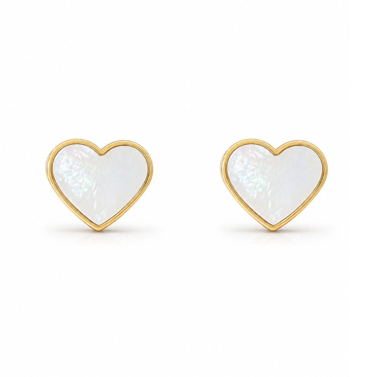 Cercei Placati cu Aur 14k Inima cu Sidef