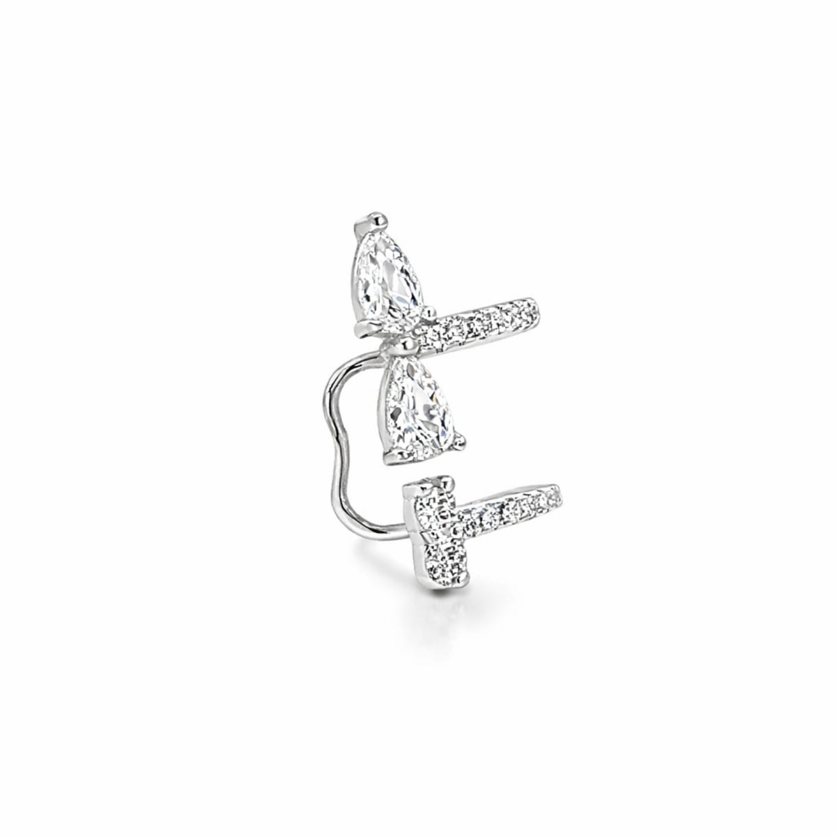 Cercel Argint Ear Cuff cu Pietre Albe