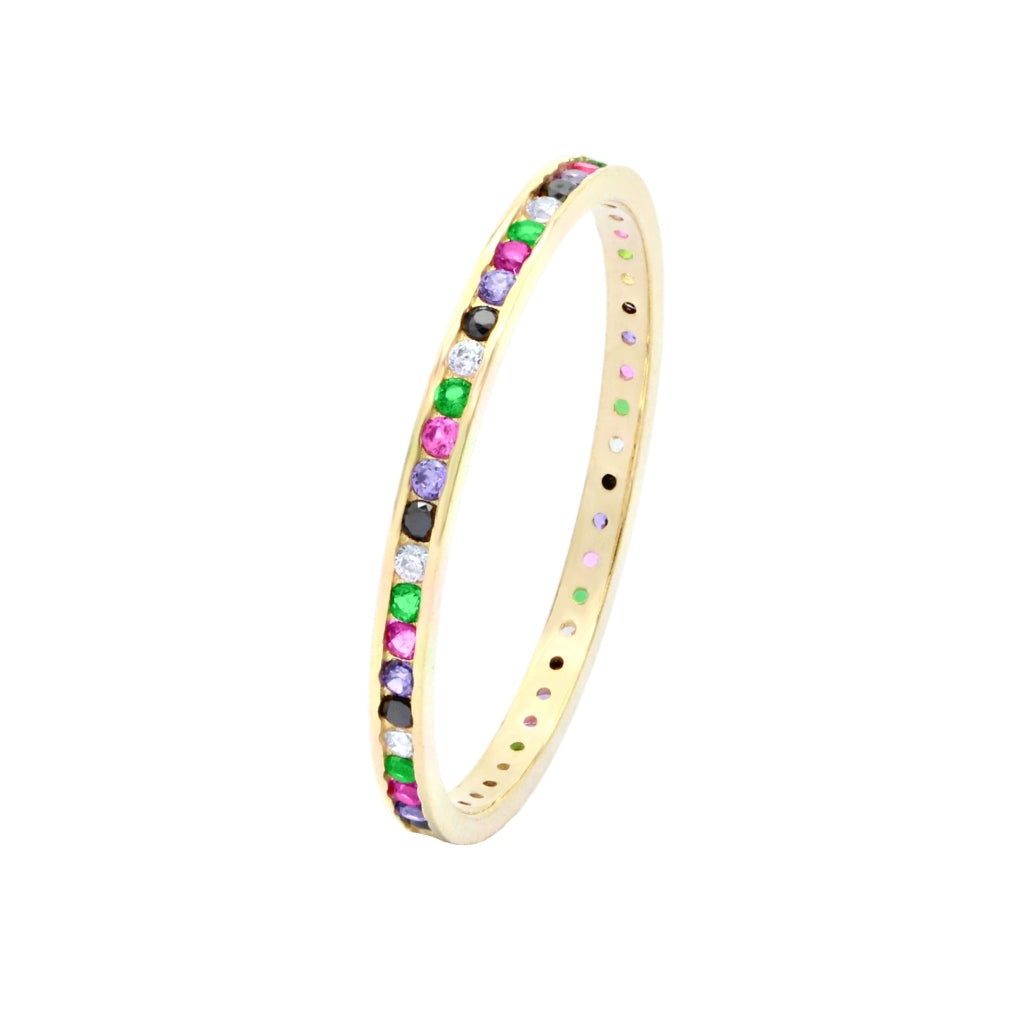 Inel Aur 14k Eternity cu Pietre Multicolore 1mm