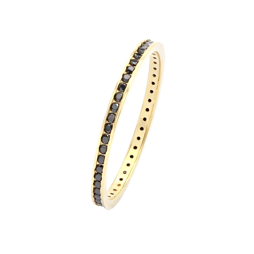 Inel Aur 14k Eternity cu Pietre Negre 1mm