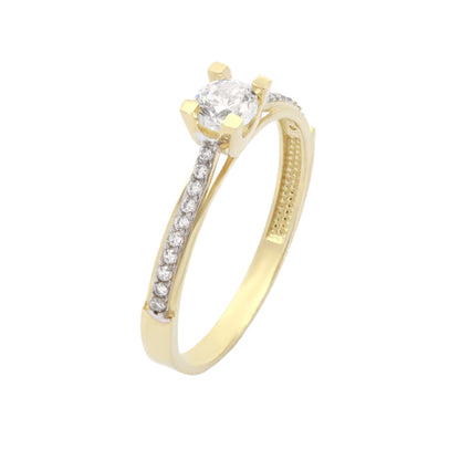 Inel Solitaire Aur 14k Pave Setting