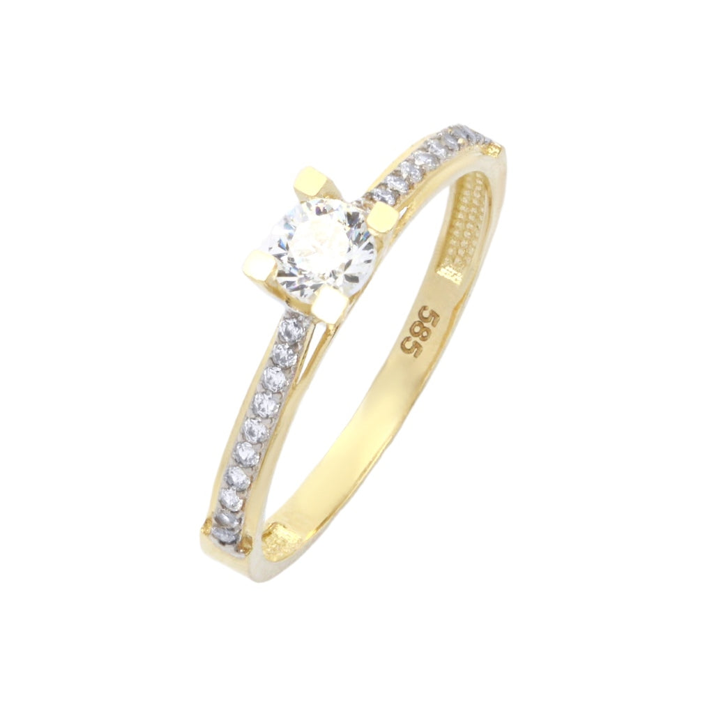 Inel Solitaire Aur 14k Pave Setting