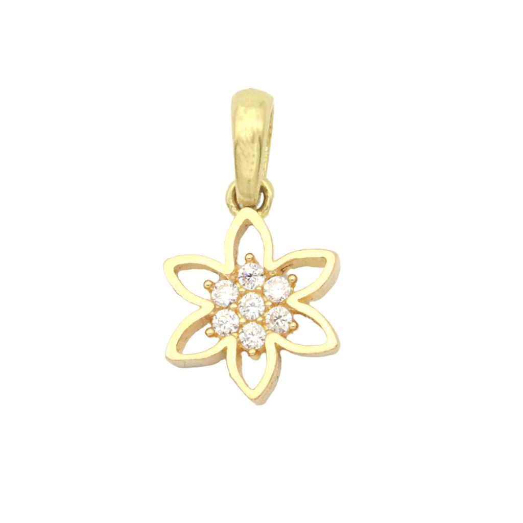 Pandantiv Aur 14k Flower cu Pietre Zirconia