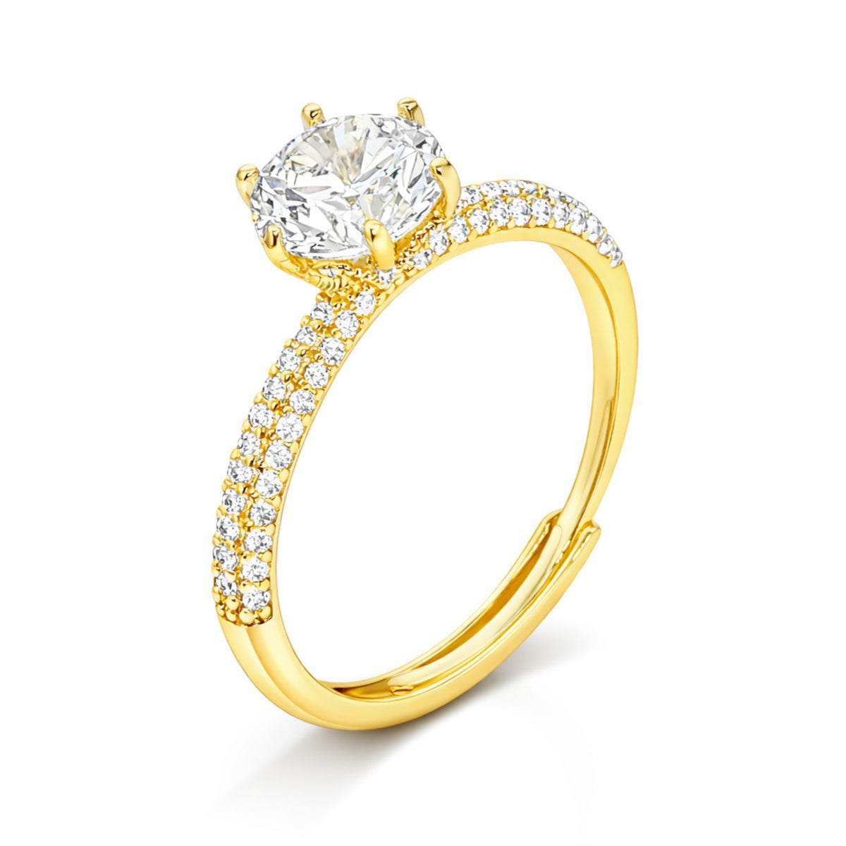Inel Argint Placat cu Aur Solitaire Pave