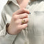 Inel Aur 14k Reglabil cu Cuart si Element Texturat
