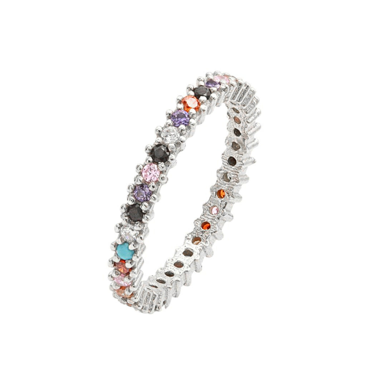 Inel Eternity Argint cu Pietre Multicolore 2mm