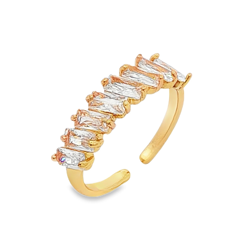 Inel Placat cu Aur 14k Half Eternity Baguette