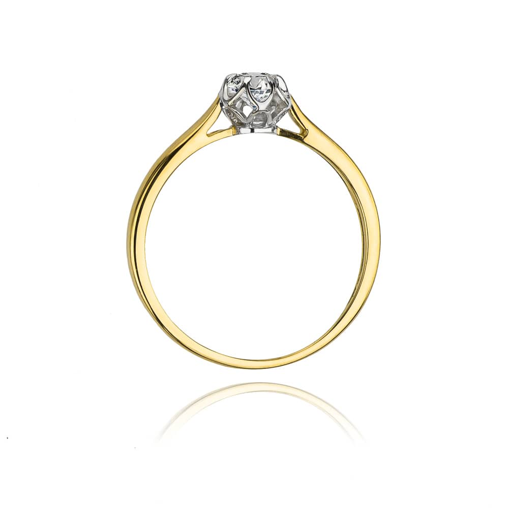 Inel de Logodna din Aur 14k Floare cu Diamant 0.15ct