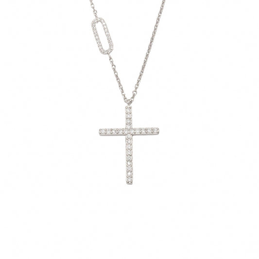 Lant Argint Modern Cross cu Pietre Zirconia