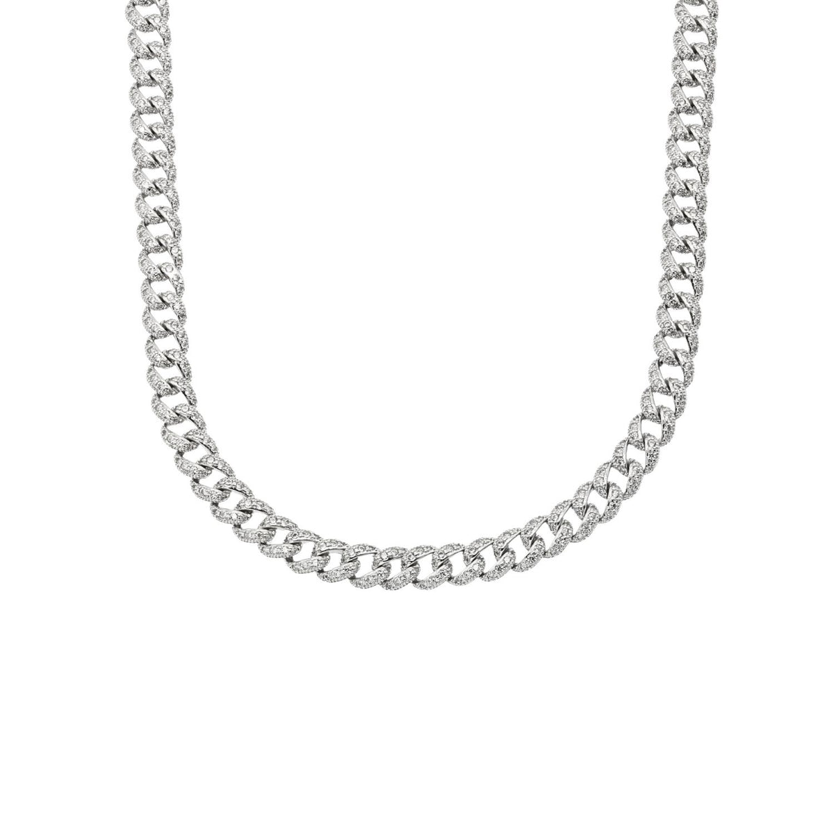 Lant Argint Cuban 6mm cu Pietre Albe