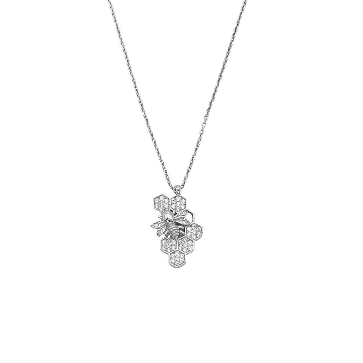 Lant Argint Honey Bee cu Pietre Zirconia