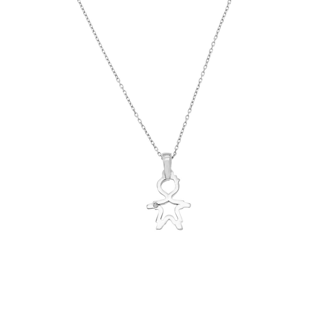 Lant Aur 14k Alb Baietel cu Diamant 0.0033ct