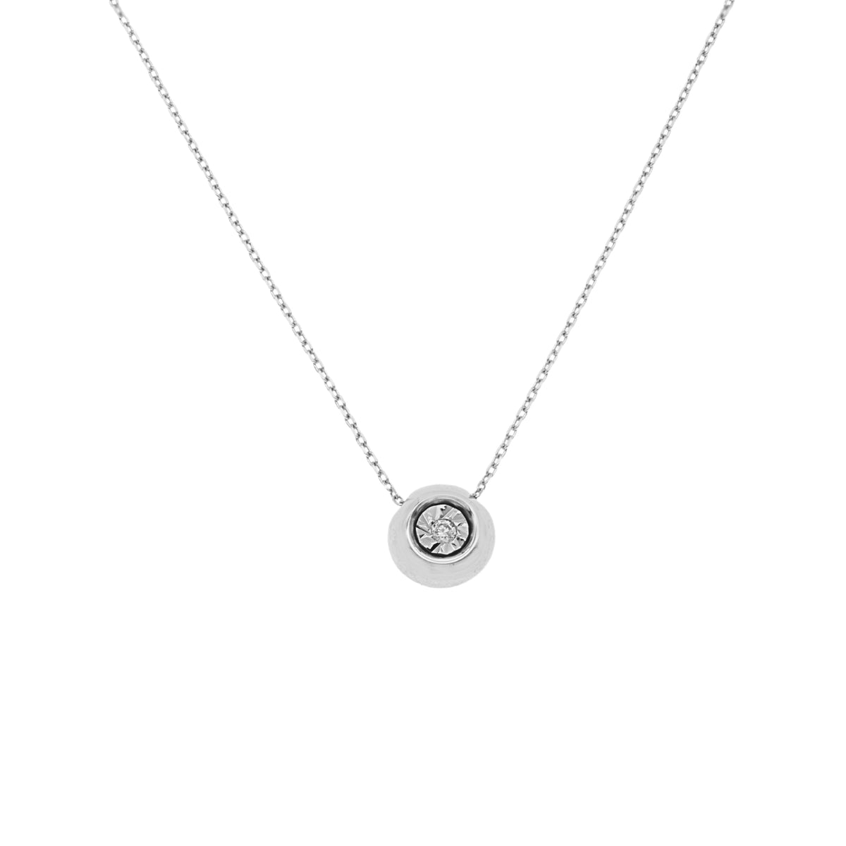 Lant Aur 14k Alb Cerc cu Diamant 0.015ct