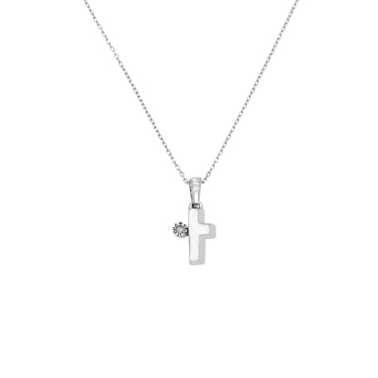 Lant Aur 14k Alb Cruce cu Diamant 0.005ct
