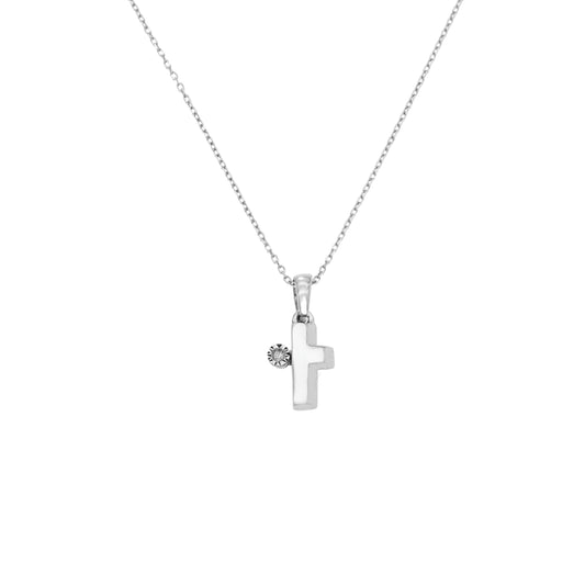 Lant Aur 14k Alb Cruce cu Diamant 0.005ct