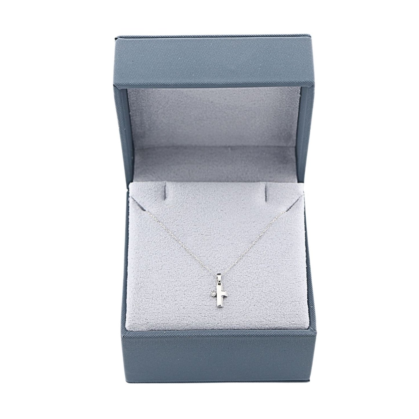 Lant Aur 14k Alb Cruce cu Diamant 0.005ct