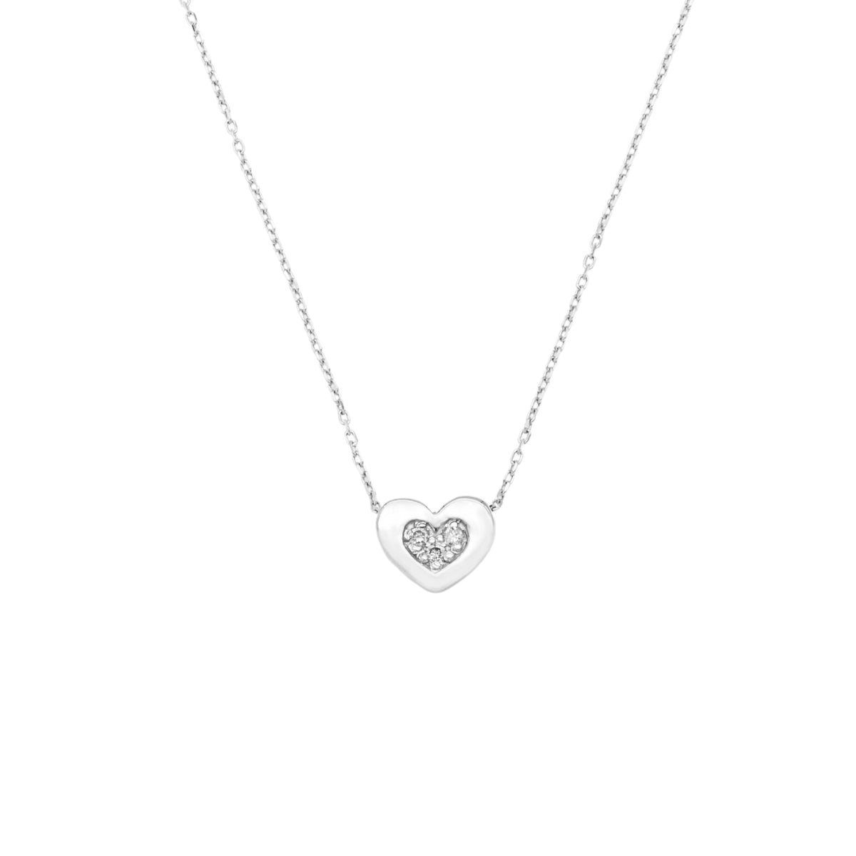 Lant Aur 14k Alb Inima cu Diamante 0.015ct