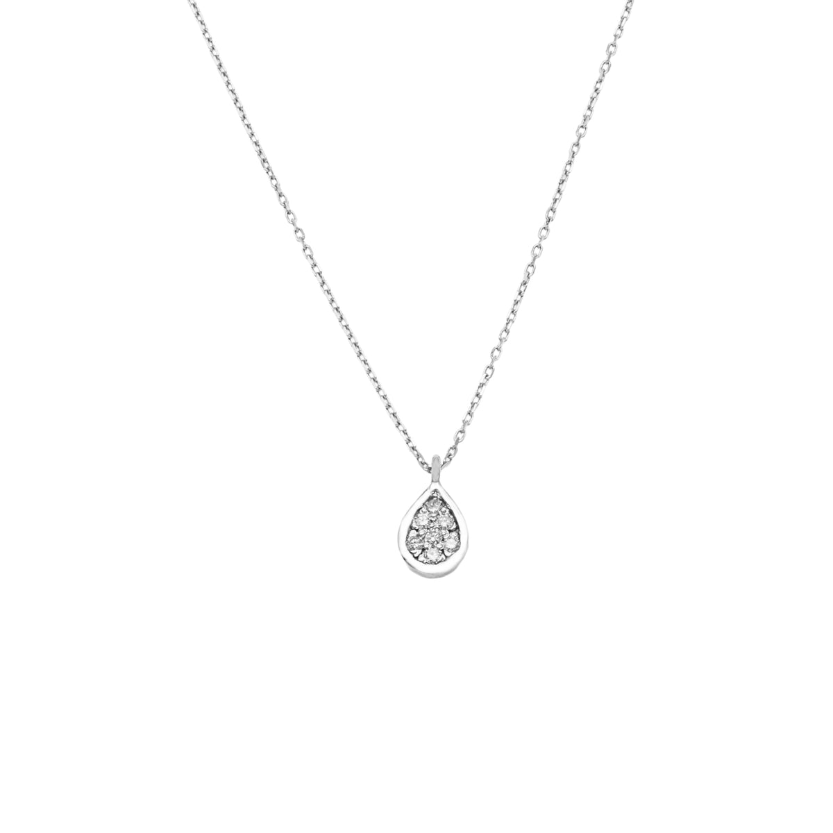 Lant Aur 14k Alb Lacrima cu Diamante 0.035ct