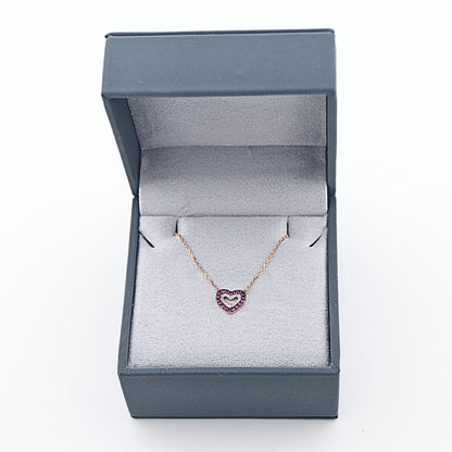 Lant Aur 14k Inima cu Diamante 0.044ct si Rubine 0.174ct