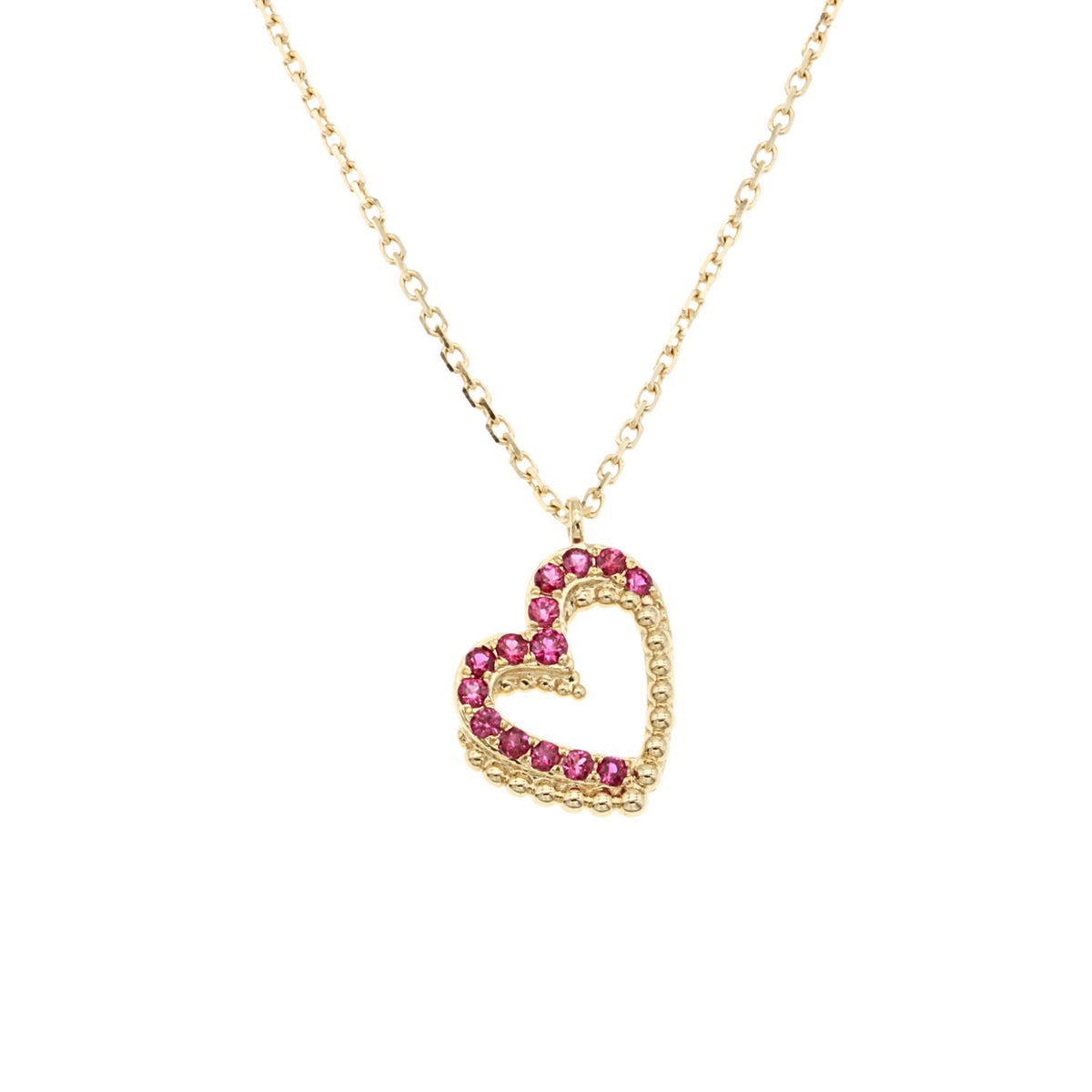 Lant Aur 14k Inima cu Rubine 0.208 ct