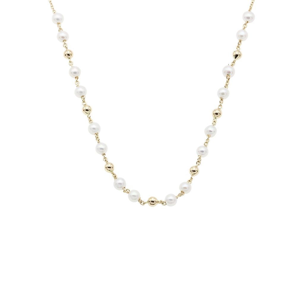 Lant Aur 14k cu Perle Naturale 3mm