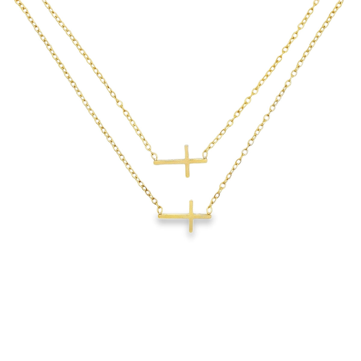 Lant Dublu Placat cu Aur 14k Cruce