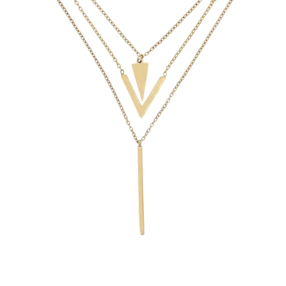 Lant Placat cu Aur 14k Triplu Model Geometric