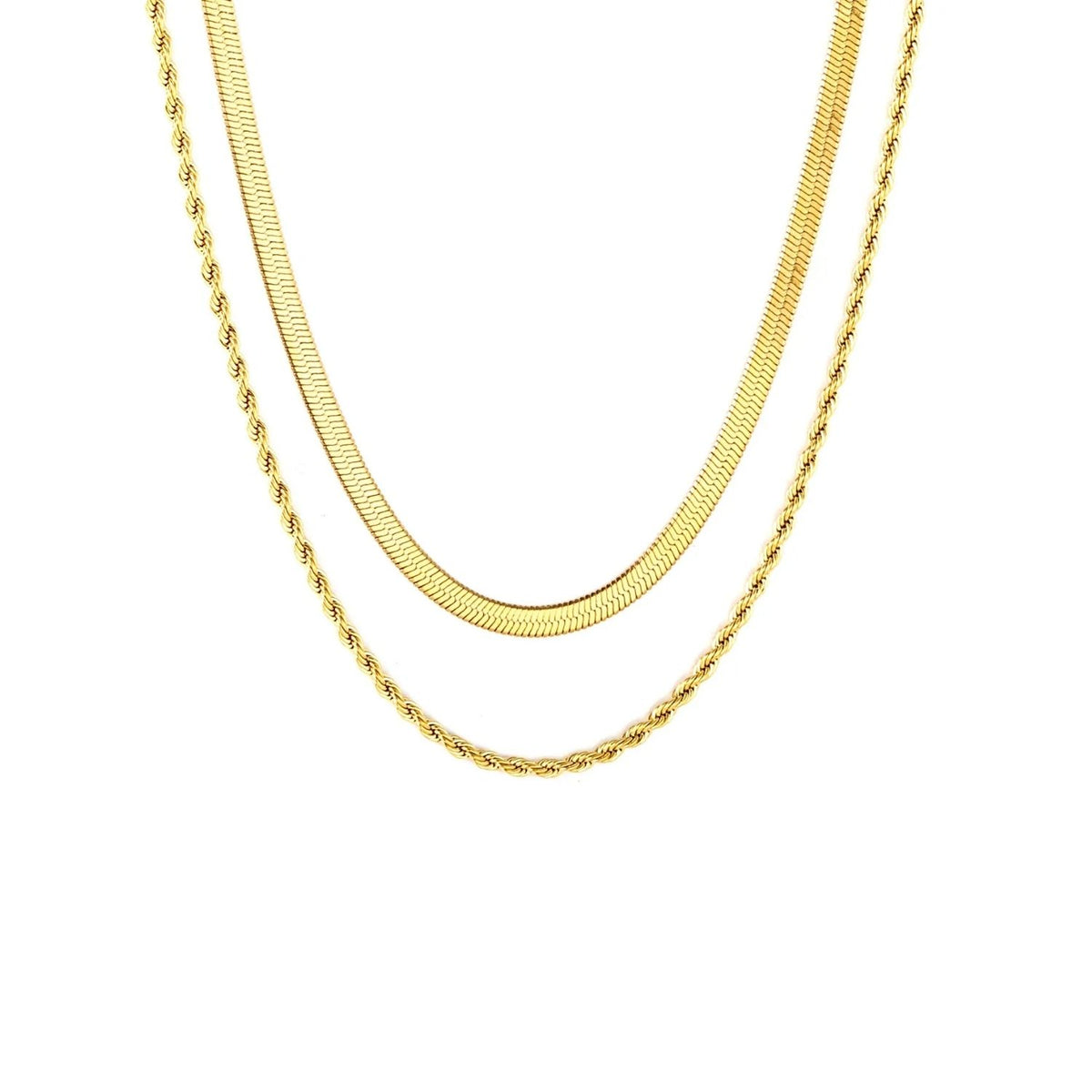Lant Placat cu Aur 14k Herringbone Double