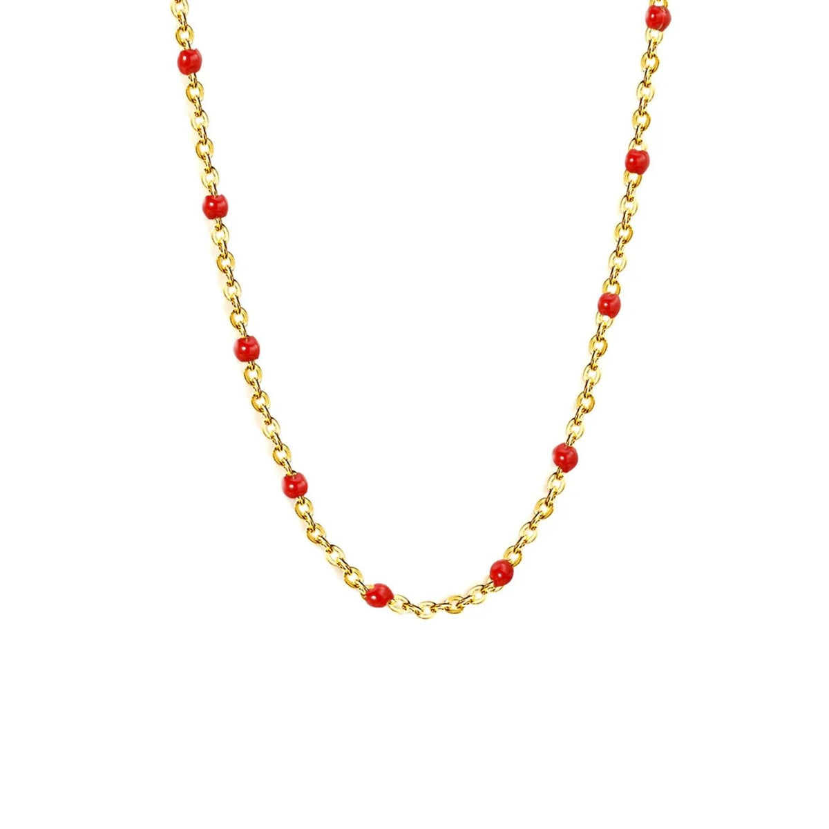 Lant Placat cu Aur 14k cu Pietre Rosii