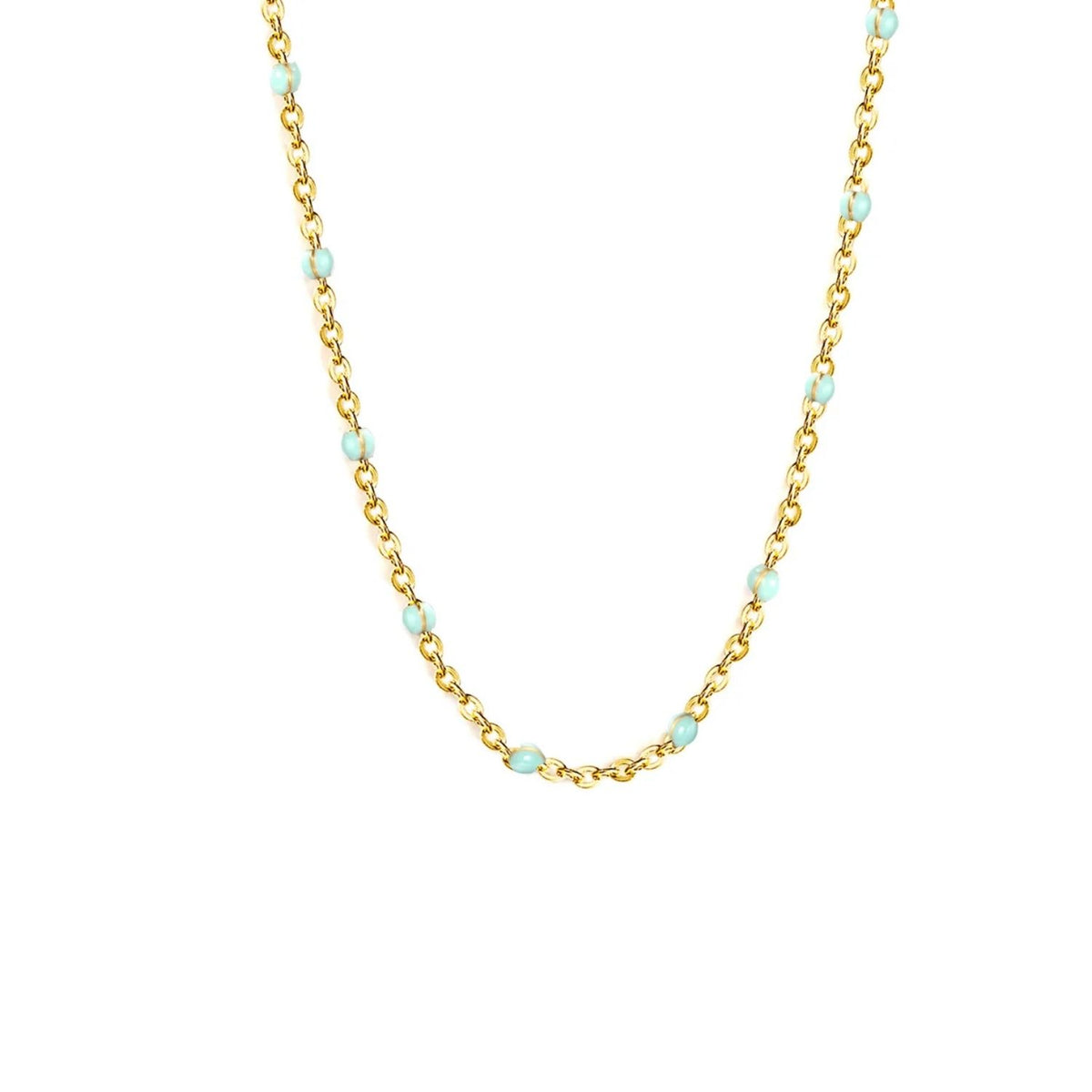 Lant Placat cu Aur 14k cu Pietre Turcoaz