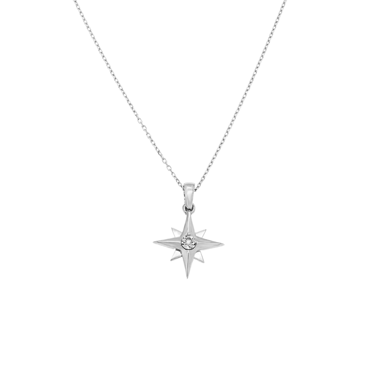 Lant Aur 14k Alb Luceafar cu Diamante 0.005ct