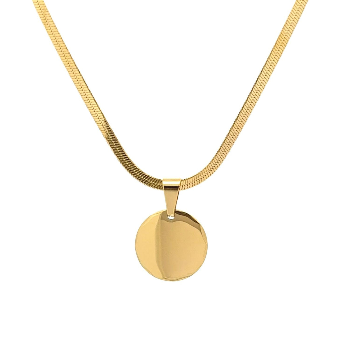 Lant Placat cu Aur 18k Herringbone Disc