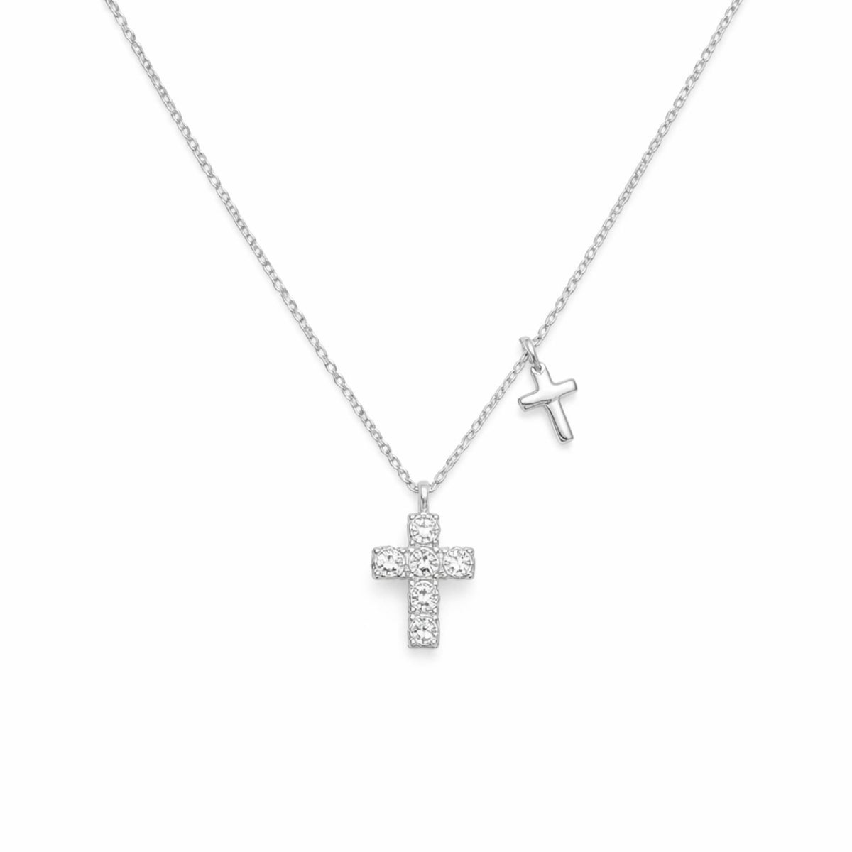 Lant Argint Cruciulite cu Pietre Albe