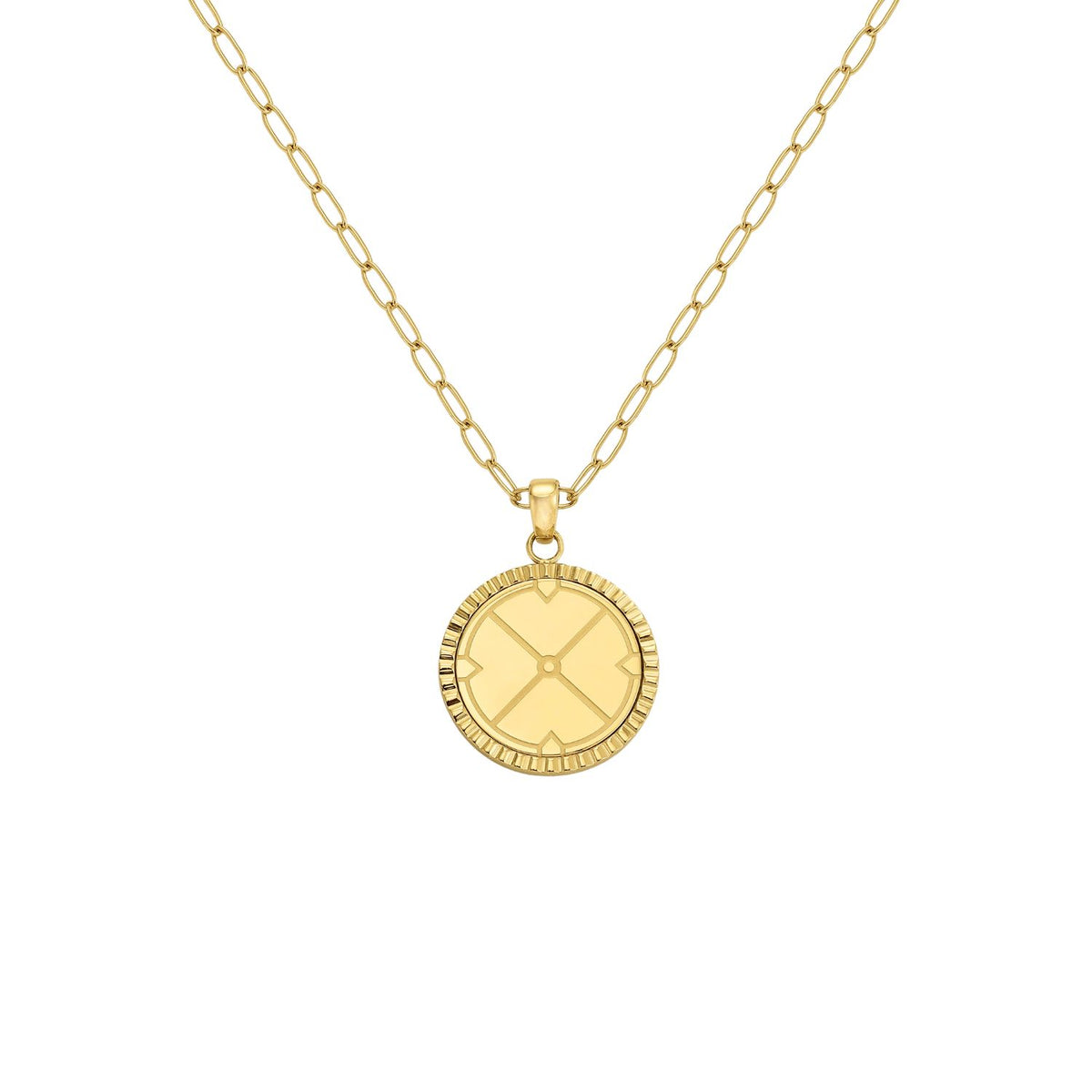 Lant Argint Placat cu Aur 14k Compass Gravabil