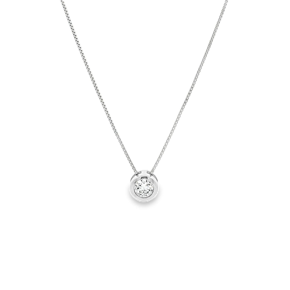 Lant Argint cu Piatra Solitaire Bezel