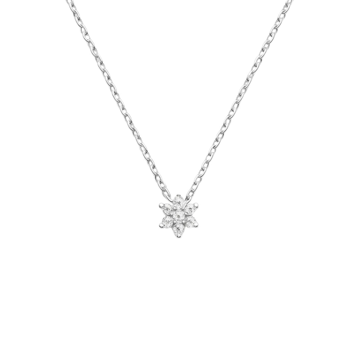 Lant Aur 14k Alb Floare cu Diamante 0.040ct